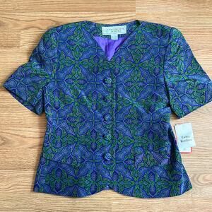 Vintage Evan-Picone 100% Silk Suit Jacket and Shirt in Indian Summer Print
